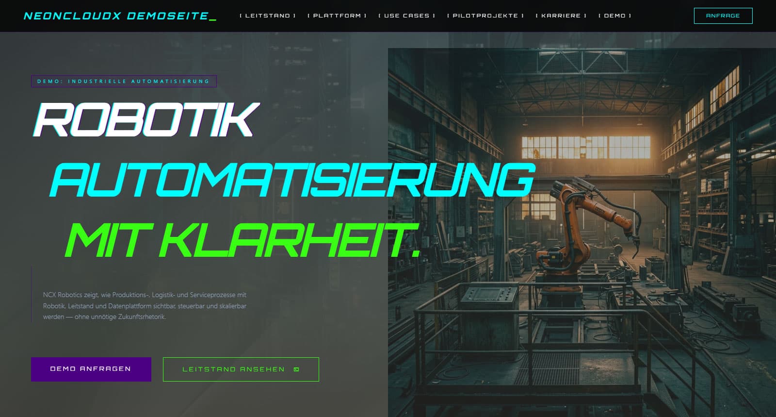 Desktop-Ansicht der Website